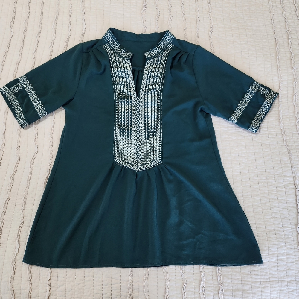 Unbranded Women's Boho Tunic Blousr, Size S, Green
